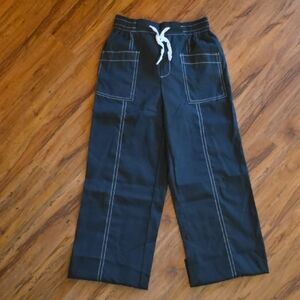 Women's Black Straight Leg Pants with Drawstring